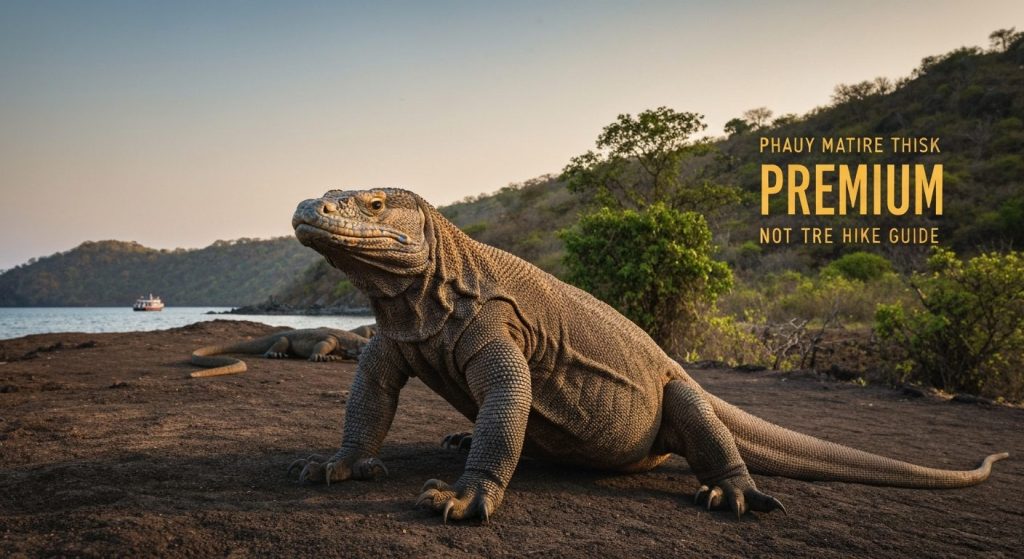 komodo dragons trek island hike guide — Photorealistic editorial travel photograph relevant to: The exact-match authorit