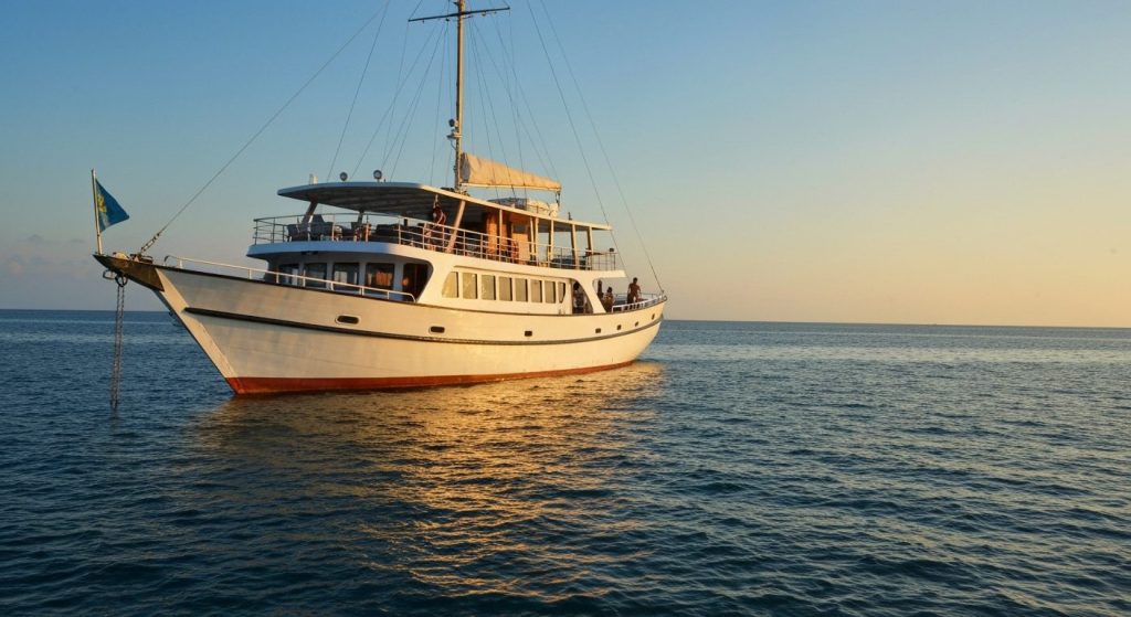 phinisi charter cost komodo labuan bajo — Photorealistic editorial travel photograph relevant to: The exact-match author