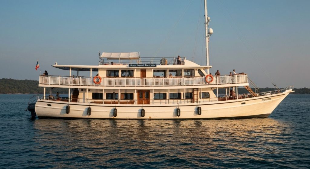luxury phinisi liveaboard komodo — Photorealistic editorial travel photograph relevant to: The exact-match authority for